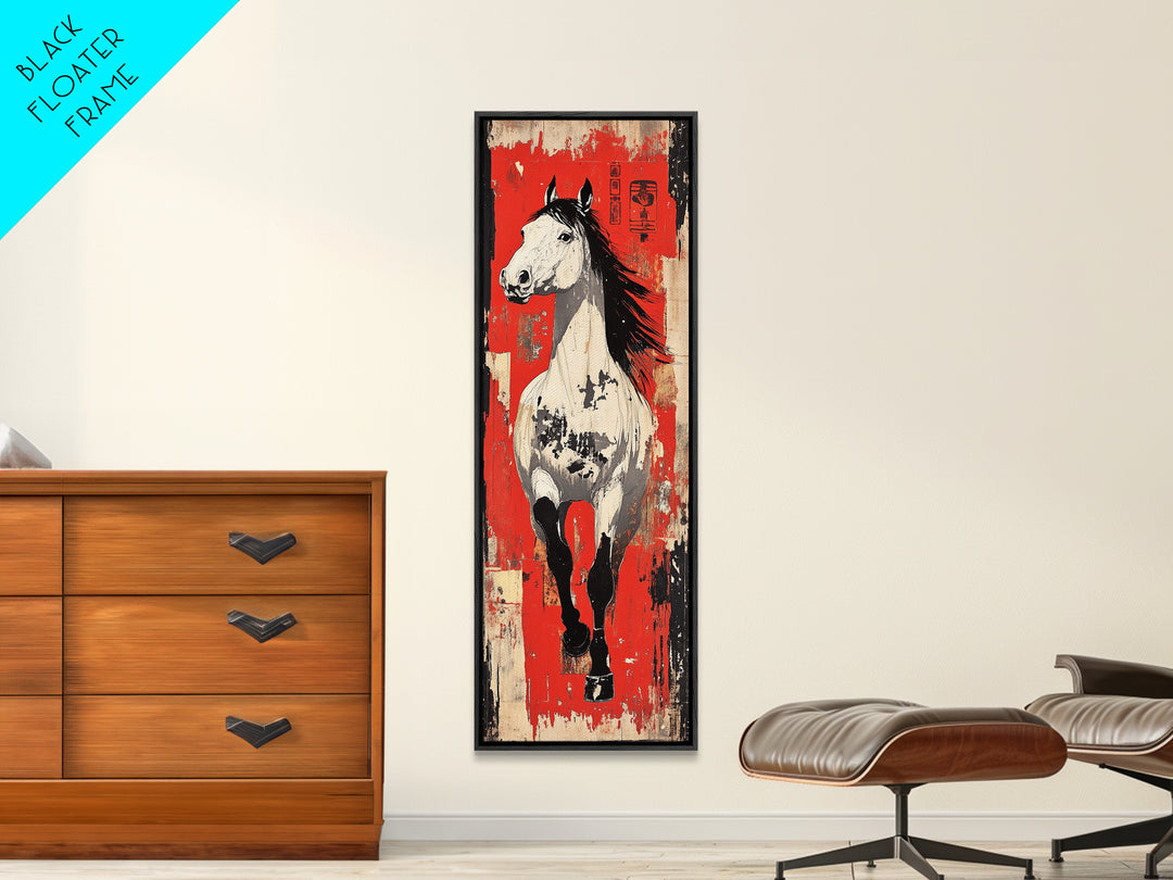 White Galloping Horse Wall Art, Bold Equestrian Decor, Western Wall Decor, Large Canvas Print, Horse Lover Gift, Rustic Home Decor