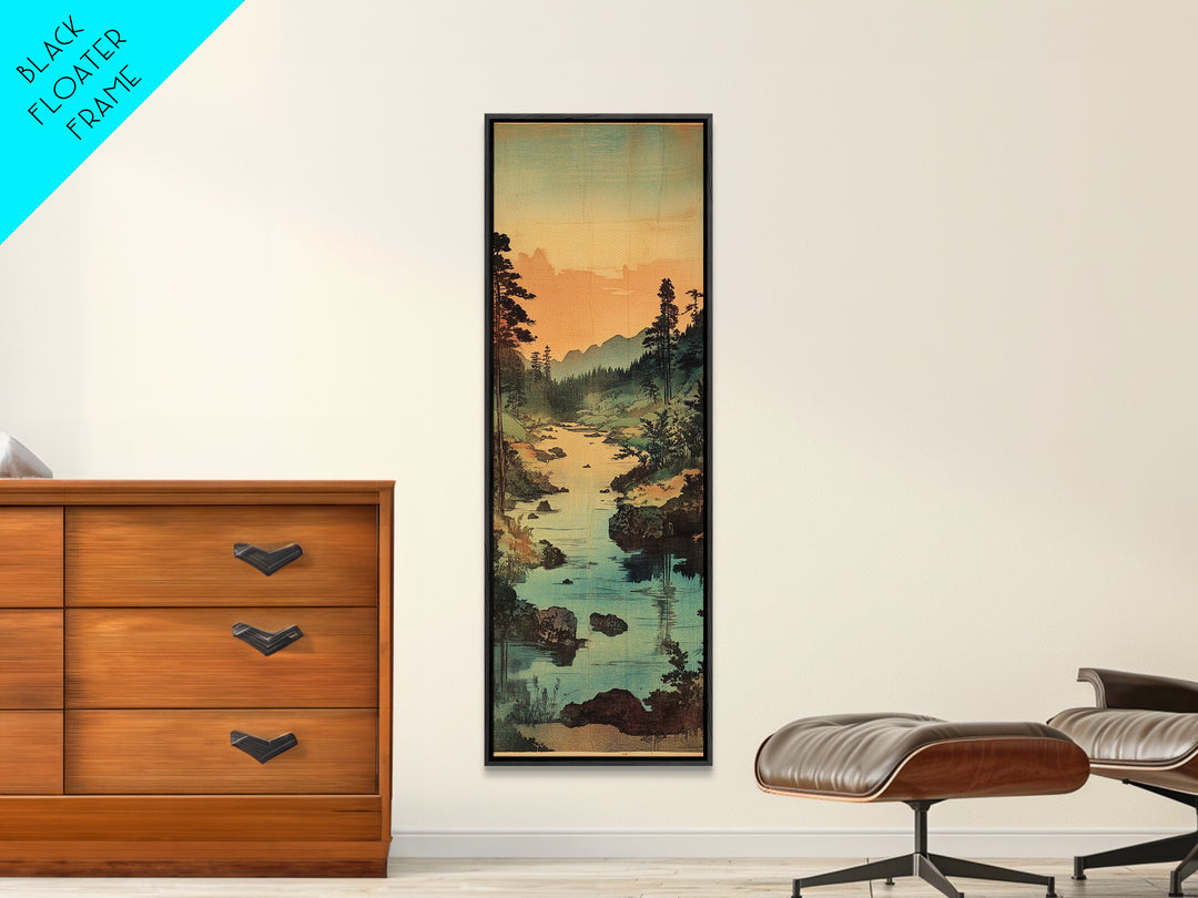 Misty River Valley With Pine Forest Canvas Print, Landscape Wall Art, Rustic Cabin Living Room Decor, Serene Nature Gift For Her