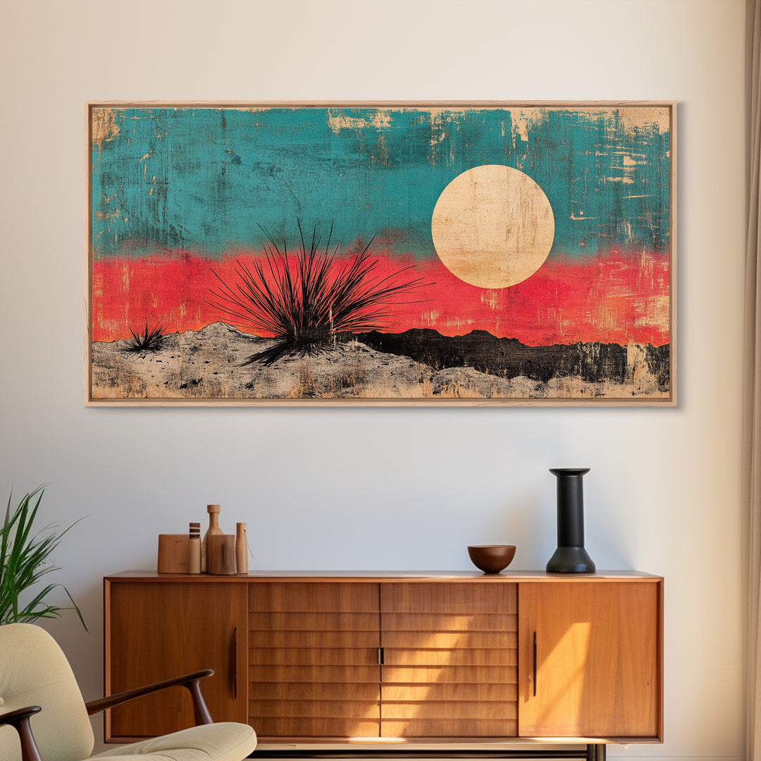 Desert Yucca Sunset Canvas Print, Southwestern Landscape Wall Art, Boho Desert Decor, Earth Tone Living Room Print Gift Idea