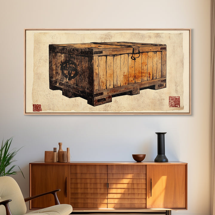 Rustic Wooden Shipping Crate Still Life Wall Art, Farmhouse Canvas Print For Industrial Decor And Masculine Office Decor