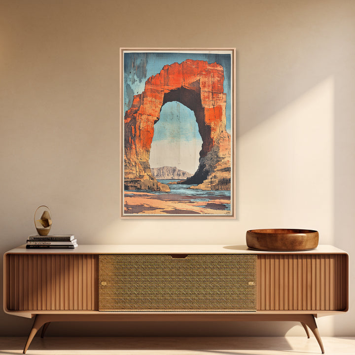Desert Stone Arch Canvas Print, Southwestern Canyon Landscape Wall Art, Travel Poster, Rustic Home Decor Gift, Living Room Art