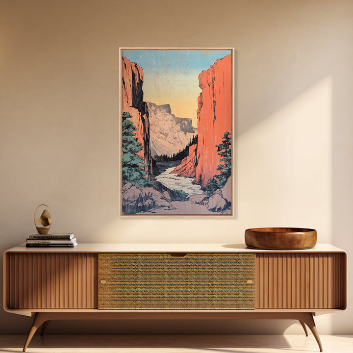 Red Rock Canyon River Canvas Print, Western Landscape Wall Art, Mountain Home Decor, Rustic Cabin Decor, Large Nature Print
