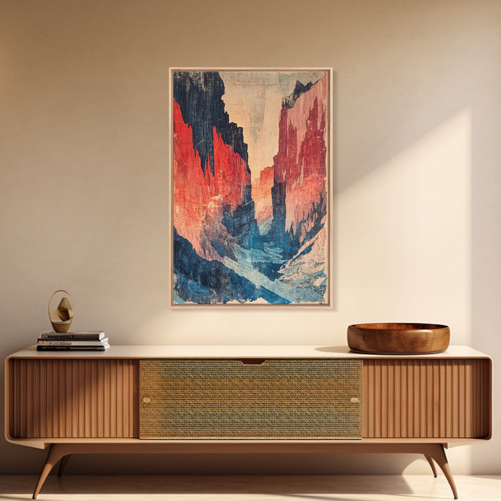 Abstract Red Canyon Wall Art, Modern Landscape Canvas Print, Southwestern Decor, Large Living Room Art, Office Decor Gift