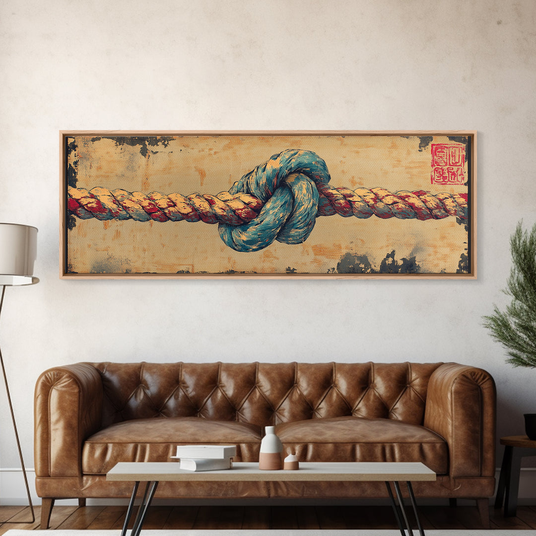 Nautical Rope Knot Wall Art, Coastal Canvas Print, Maritime Decor, Beach House Art, Rustic Ocean Gift For Him, Man Cave Decor