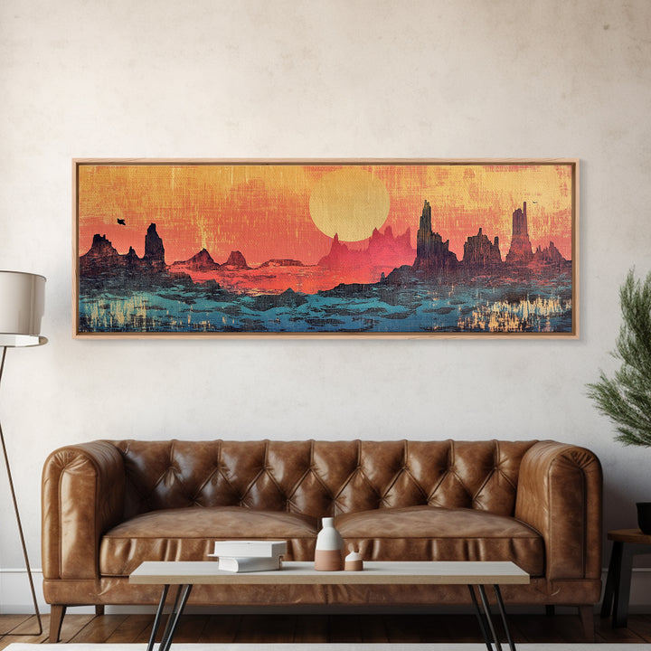 Desert Mesa Sunset Wall Art, Southwestern Landscape Canvas Print, Western Decor, Boho Desert Living Room Wall Decor Print