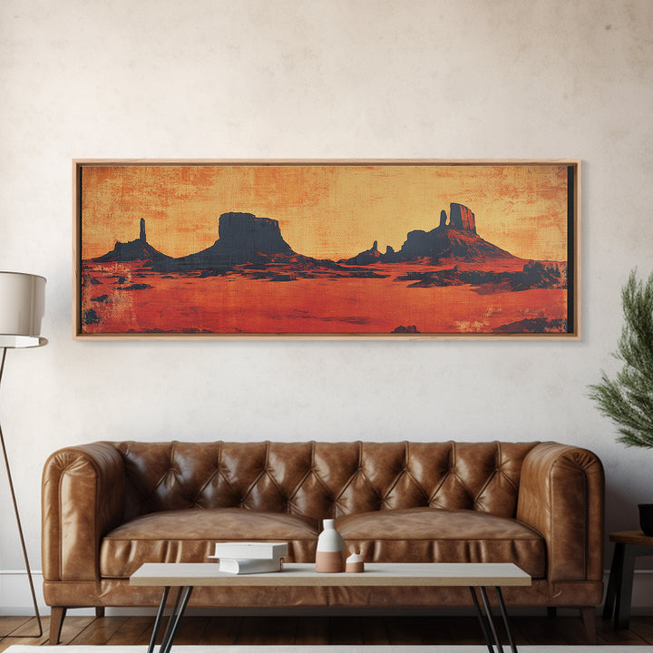 Monument Valley Desert Sunset Wall Art, Southwestern Canvas Print, Western Landscape, Cowboy Decor, Large Living Room Art