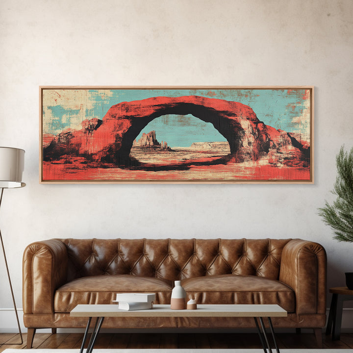 Red Desert Arch And Turquoise Sky Wall Art, Southwestern Landscape Print, Arizona Decor, Modern Rustic Living Room Canvas