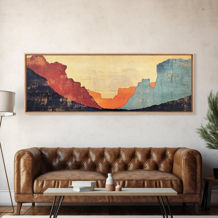 Abstract Desert Canyon Sunset Wall Art, Southwest Art Print, Earth Tone Decor, Minimalist Landscape, Large Horizontal Art