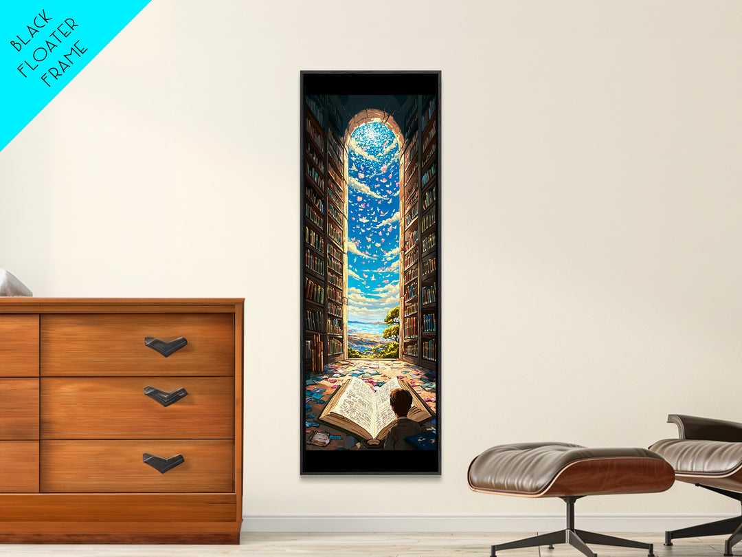 Open Book Library Arch With Birds Canvas Print, Book Lover Wall Art, Reading Nook Decor, Magical Home Office Artwork Gift