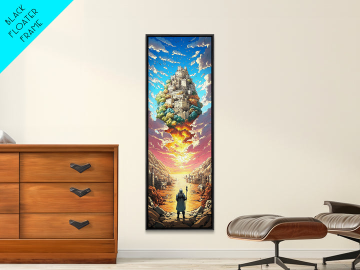 Floating Castle Sunset Canvas Print, Epic Fantasy Wall Decor, Medieval Kingdom Art, Magical Landscape Living Room Decor Gift