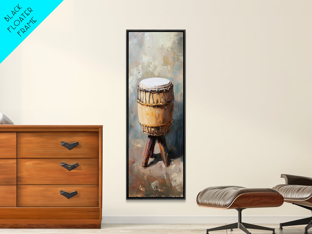 Rustic Tribal Drum Oil Painting Wall Art, Music Room Decor, African Inspired Art, Boho Home Decor, Gift For Music Lover, Unique Gift