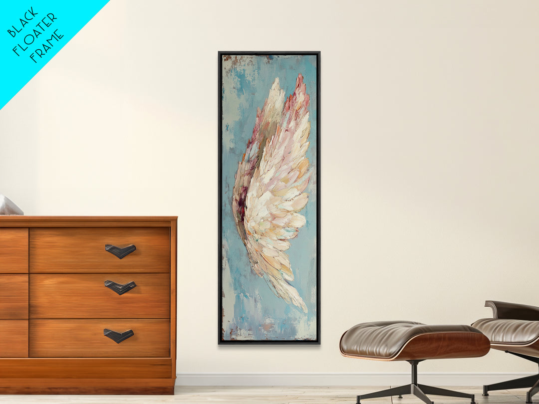 Textured White Angel Wing Wall Art, Celestial Decor, Spiritual Wall Decor, Feminine Art Print, Angel Art, Blue Bedroom Decor