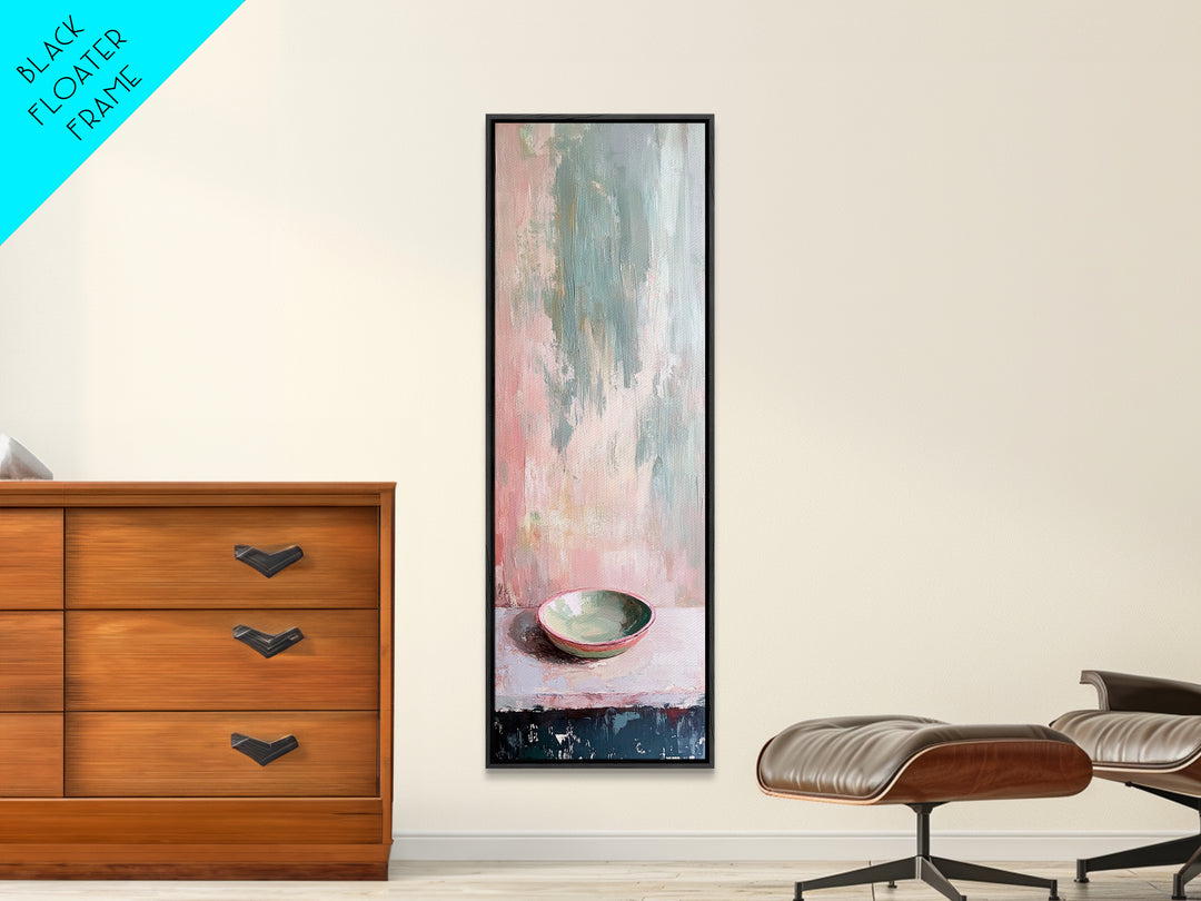 Pastel Bowl Still Life With Textured Pink Blue Wall Art, Minimalist Canvas Print, Modern Kitchen Decor, Neutral Home Decor