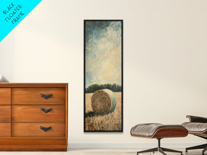 Golden Hay Bale Field Wall Art, Rustic Country Landscape Canvas Print, Farmhouse Decor, Large Nature Art For Living Room