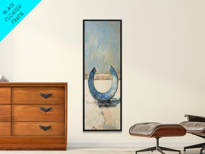 Blue Horseshoe Rustic Western Wall Art, Farmhouse Country Canvas Print, Lucky Horse Decor, Cowgirl Home Decor Gift For Him Or Her