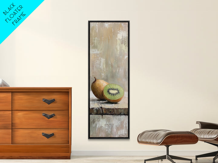 Kiwi Fruit Still Life Canvas Print, Minimalist Kitchen Wall Art, Neutral Food Painting, Rustic Dining Room Decor, Gift For Foodie