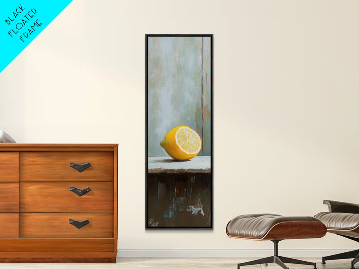 Bright Lemon Slice Canvas Print, Minimalist Kitchen Wall Art, Fruit Still Life, Mediterranean Decor, Modern Home Decor Gift