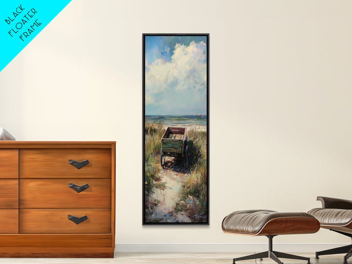 Beach Path To Green Chair Wall Art, Coastal Landscape Painting, Ocean Wall Art, Beach House Decor, Seaside Decor, Large Canvas Print
