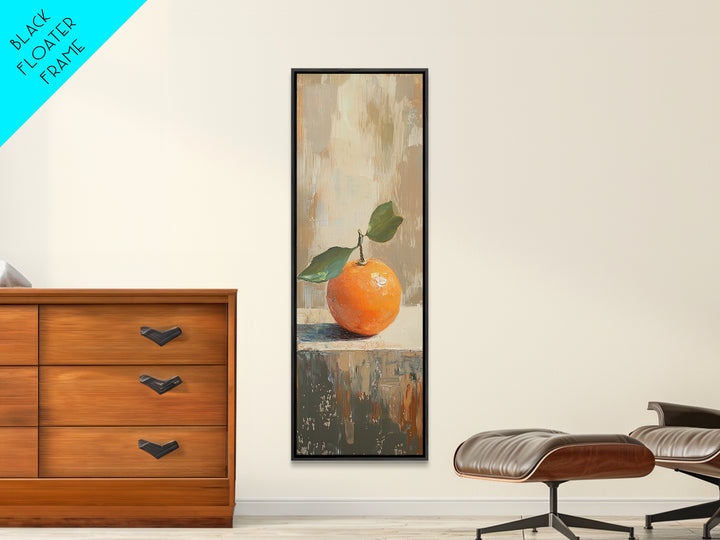 Orange With Green Leaves Canvas Print, Fruit Still Life Wall Art, Kitchen Wall Decor, Citrus Art Print, Modern Home Decor