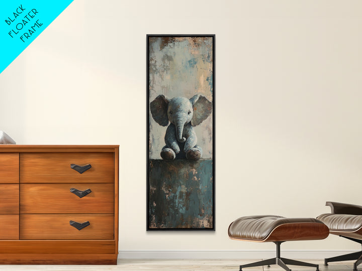 Cute Baby Elephant Portrait Wall Art, Whimsical Animal Canvas Print For Nursery Decor, Kids Room Decor And Safari Theme Gift