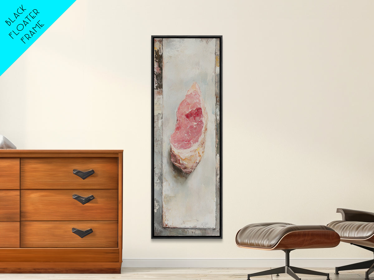 Pink Rose Quartz Crystal Oil Painting Wall Art, Boho Spiritual Home Decor, Celestial Gift For Her, Mystical Canvas Print