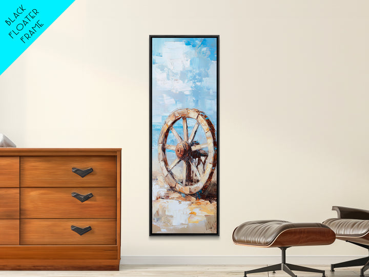 Weathered Wagon Wheel By Blue Sky Canvas Print, Rustic Western Wall Art, Farmhouse Decor, Country Home Wall Decor, Large Living Room Decor