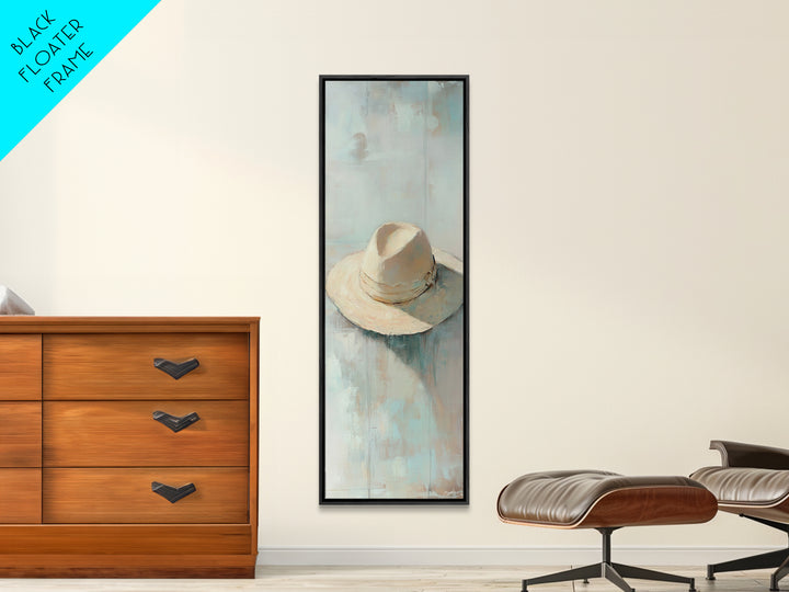 Cream Cowboy Hat Still Life Wall Art, Western Decor, Rustic Canvas Print, Neutral Bedroom Art, Modern Farmhouse Wall Decor