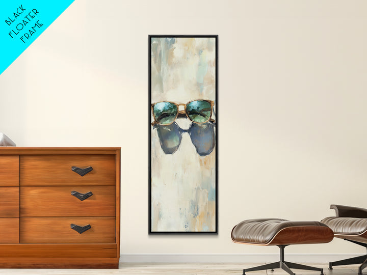Teal Sunglasses With Beach Reflections Wall Art, Coastal Canvas Print, Summer Home Decor, Beach House Gift For Her, Living Room Decor