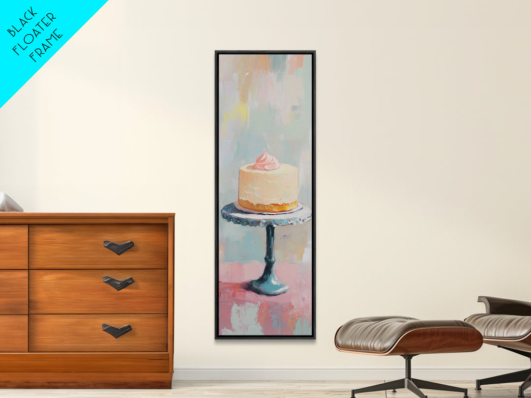 Pastel Cake On Pedestal Stand Canvas Print, Bakery Wall Art, Pink Kitchen Decor, Birthday Gift, Sweet Dessert Art Print Decor