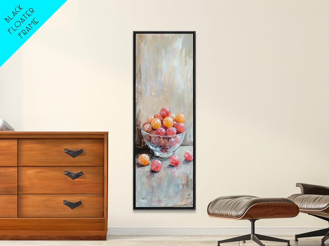 Bowl Of Red And Orange Fruit Still Life Wall Art, Rustic Kitchen Decor, Farmhouse Wall Decor, Food Art Print, Dining Room Print