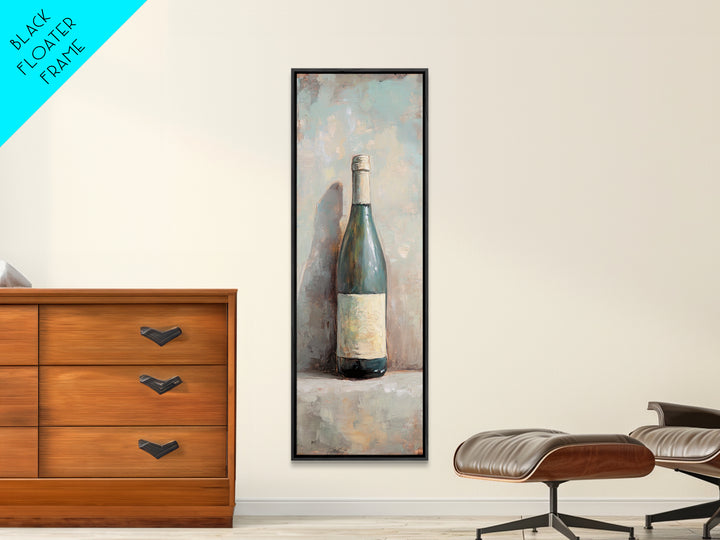 Green Wine Bottle Still Life Canvas Print, Kitchen Wall Art, Wine Decor, Bar Cart Print, Rustic Home Decor, Housewarming Gift