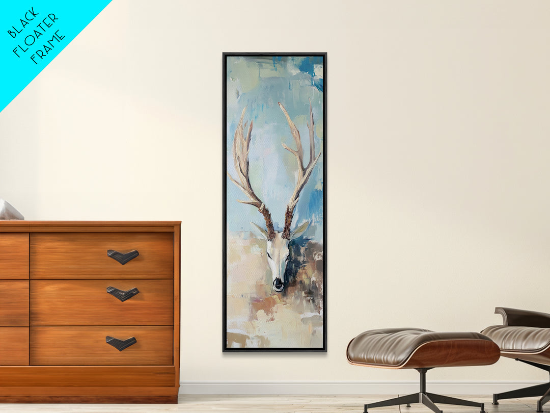 Deer Skull With Antlers Wall Art, Rustic Western Framed Canvas Print For Cabin Decor, Nature Wall Decor, Gift For Him, Man Cave Decor