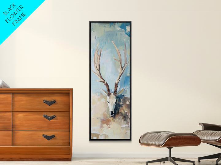 Deer Skull With Antlers Wall Art, Rustic Western Framed Canvas Print For Cabin Decor, Nature Wall Decor, Gift For Him, Man Cave Decor