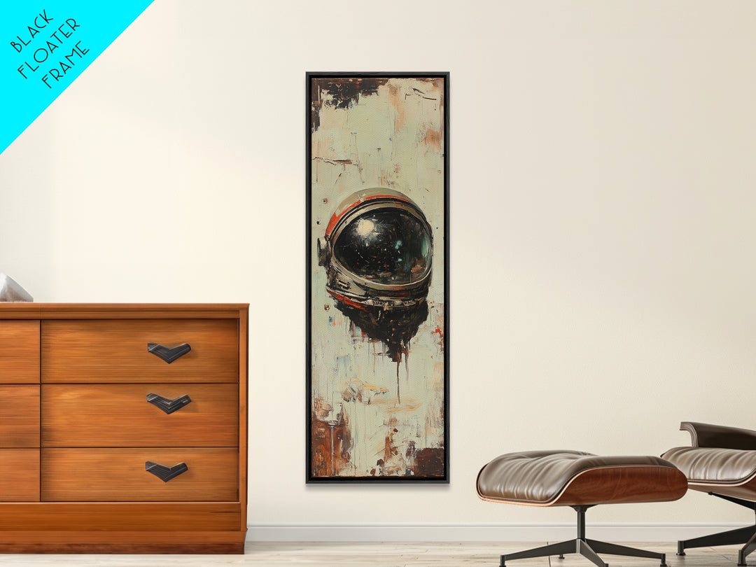 Weathered Astronaut Helmet Canvas Print, Retro Space Wall Art, Sci Fi Decor, Futuristic Office Decor, Gift For Him, Modern Home Decor
