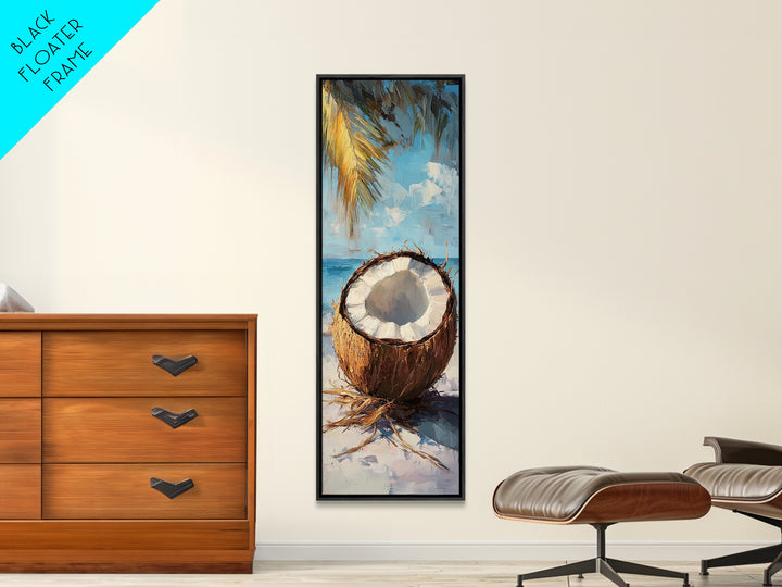 Tropical Coconut Beach Wall Art, Coastal Canvas Print, Palm Tree Ocean Decor, Summer Beach House Wall Decor Gift For Her