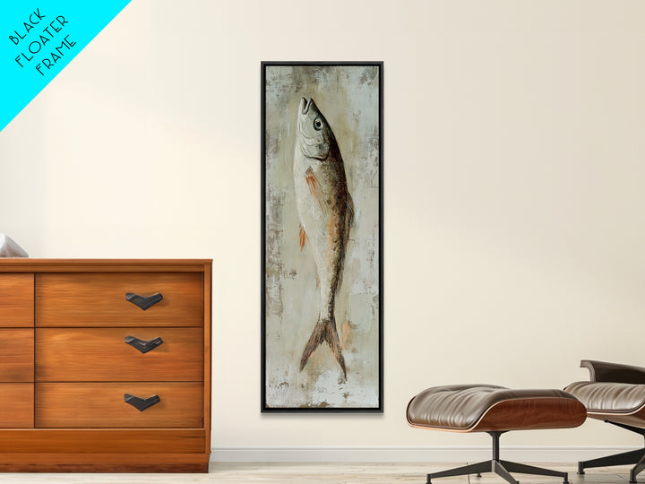 Silver Fish Still Life Wall Art, Nautical Kitchen Decor, Coastal Seafood Art Print, Rustic Ocean Canvas Print, Beach House Gift