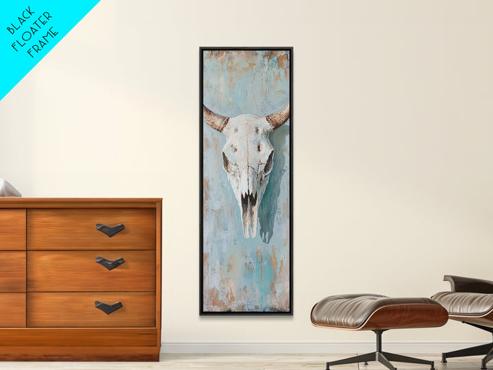 Longhorn Bull Skull Framed Canvas Print, Western Wall Art, Rustic Ranch Decor, Southwestern Farmhouse Home Decor, Gift For Him