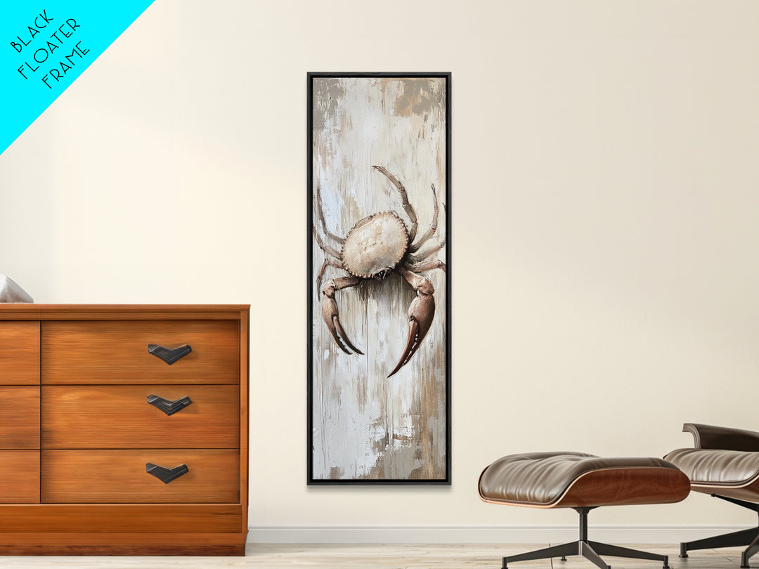Coastal Crab Canvas Print, Nautical Wall Art, Beach House Decor, Rustic Seafood Painting, Ocean Kitchen Home Decor, Gift For Her