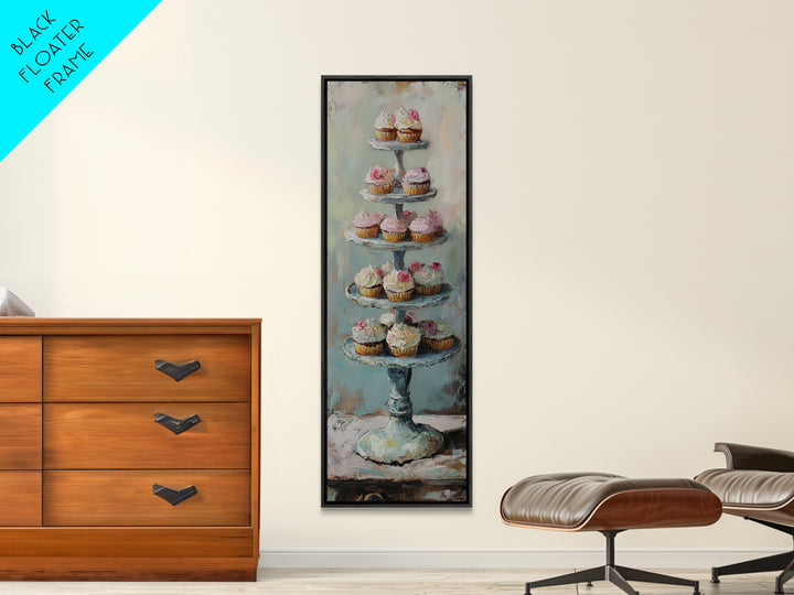 Tiered Cupcake Stand Still Life Canvas Print, Bakery Wall Art, Kitchen Decor, Patisserie Print, Gift For Baker, Cafe Decor