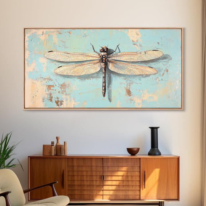 Detailed Dragonfly Insect Wall Art, Nature Canvas Print, Entomology Decor, Botanical Wall Decor, Rustic Wildlife Art, Home Decor
