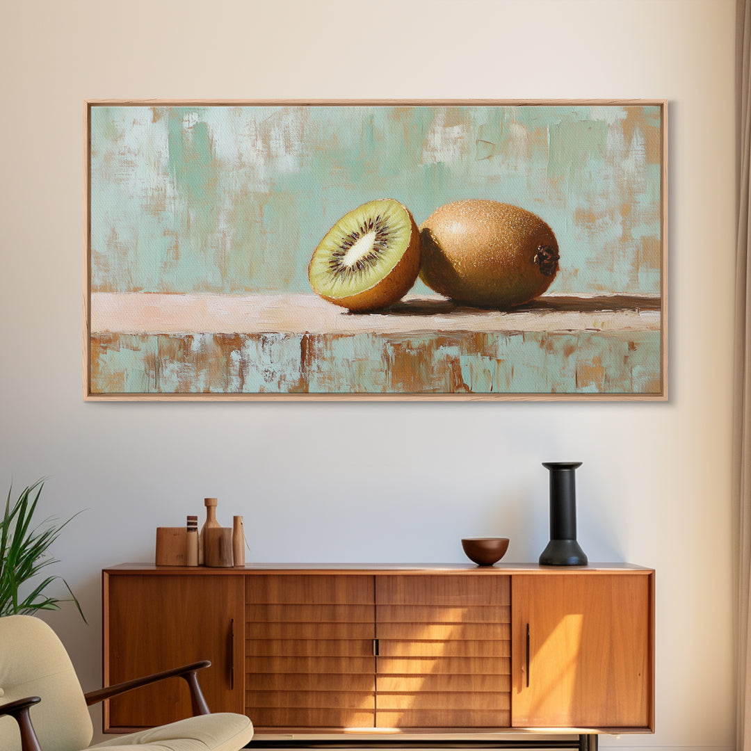 Fresh Kiwi Fruit Still Life Wall Art, Modern Kitchen Decor Canvas, Foodie Gift, Fruit Art Print, Dining Room Decor, Wall Decor
