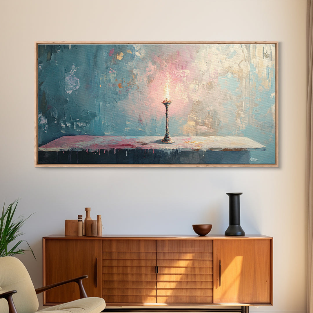 Lonely Candle Glow Minimalist Wall Art, Moody Abstract Canvas Print, Calming Bedroom Decor, Modern Living Room Art, Housewarming Gift
