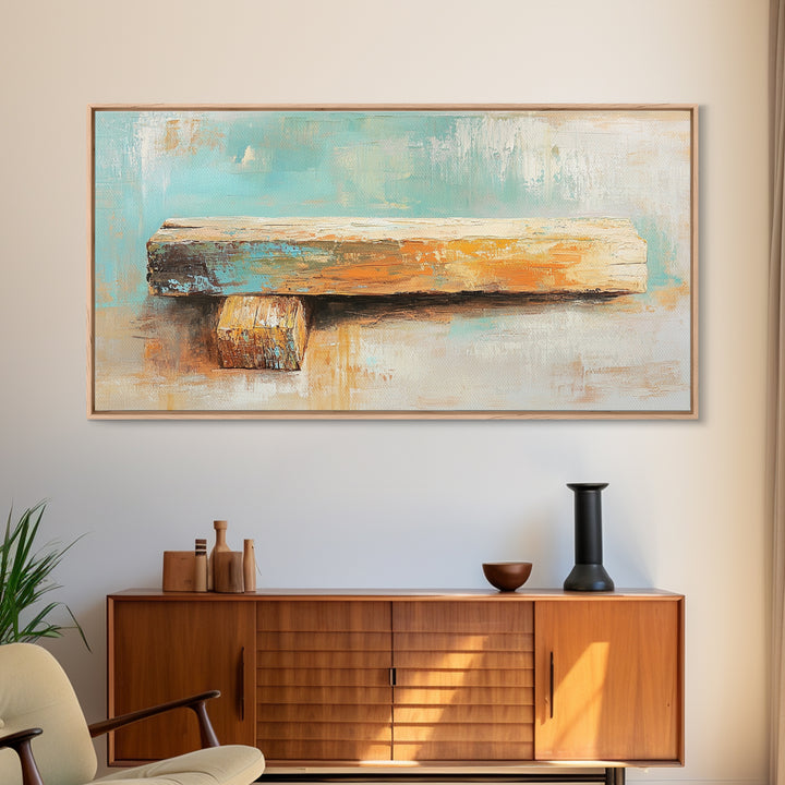 Weathered Wood Plank Abstract Wall Art, Rustic Textured Minimalist Canvas Print, Wabi Sabi Decor, Neutral Modern Home Decor