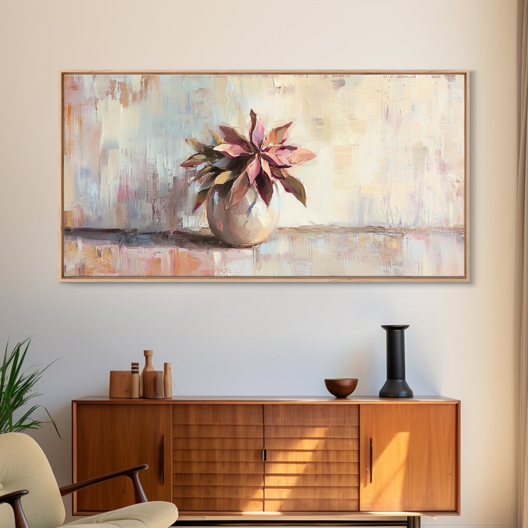 Succulent Plant In Ceramic Pot Wall Art, Botanical Canvas Print, Modern Home Decor, Neutral Bedroom Art Gift For Her, Housewarming Gift
