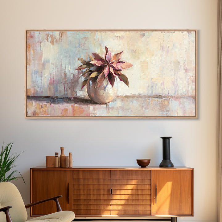 Succulent Plant In Ceramic Pot Wall Art, Botanical Canvas Print, Modern Home Decor, Neutral Bedroom Art Gift For Her, Housewarming Gift