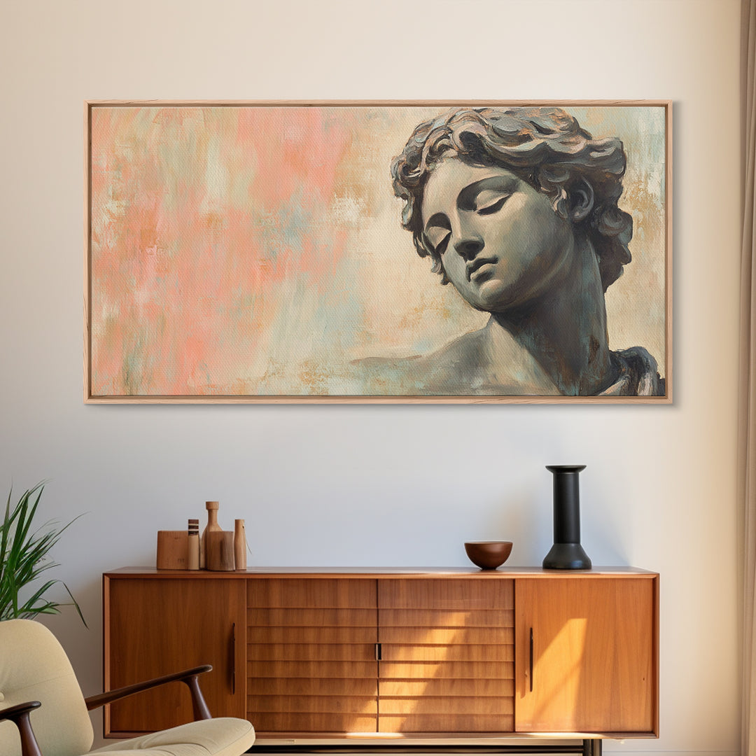 Classical Stone Bust Portrait Canvas Print, Renaissance Wall Art, Dark Academia Decor, Greek Statue Gift For Art Lover Classic Home Decor