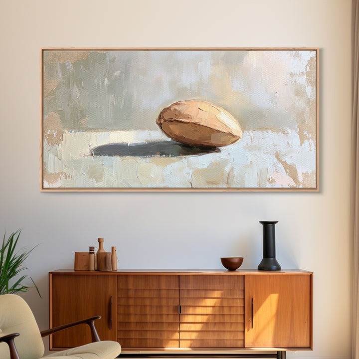 Minimal Walnut Still Life Wall Art, Neutral Kitchen Decor, Rustic Canvas Print, Modern Farmhouse Living Room Art Gift Idea