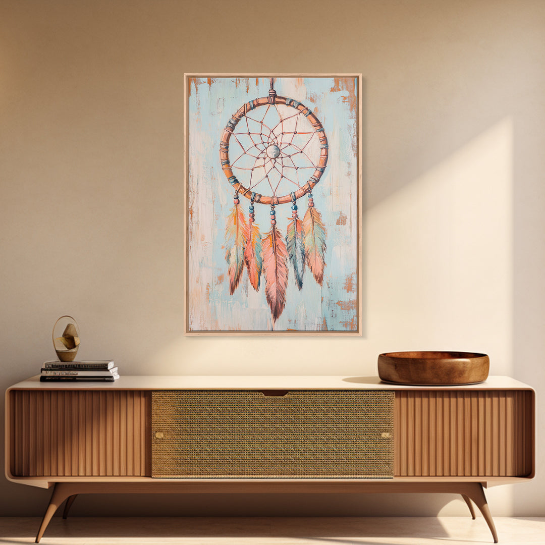 Boho Dreamcatcher Feathers Wall Art, Southwestern Canvas Print, Spiritual Home Decor, Nursery Wall Decor, Unique Gift Idea