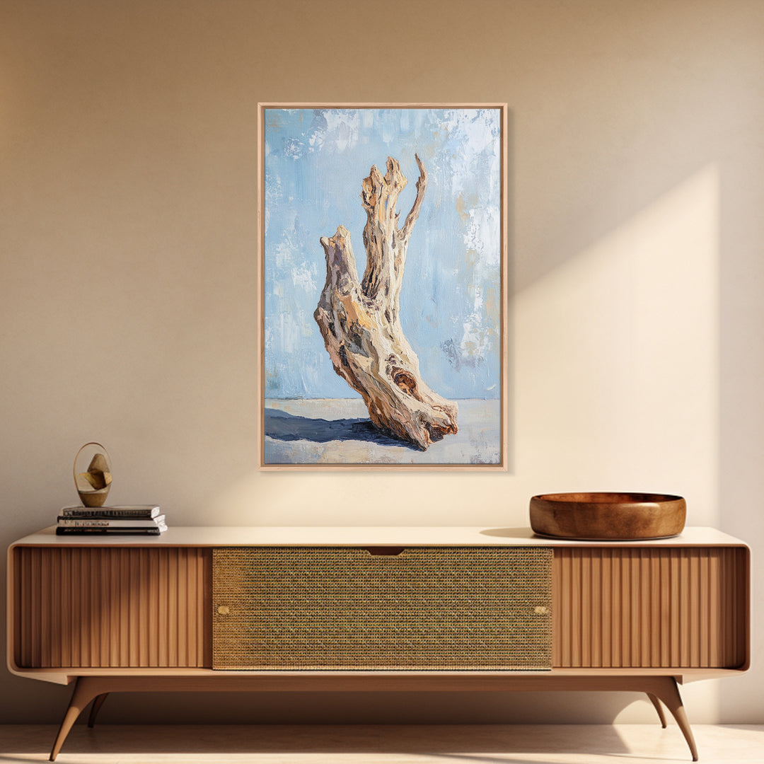 Sculptural Driftwood Still Life Canvas Print, Coastal Wall Art, Organic Modern Decor, Rustic Nature Art, Beach House Gift