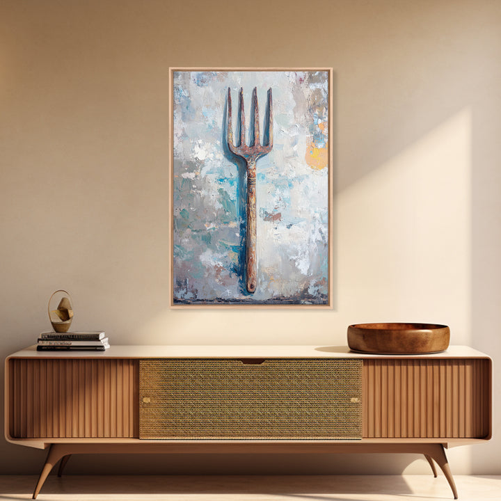 Rusty Garden Fork Still Life Wall Art, Farmhouse Kitchen Decor, Rustic Wall Decor, Industrial Art Print, Unique Housewarming Gift